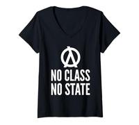 Women's No Class No State Functional Programmer White Text Design V-Neck T-Shirt