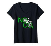 Womens No CO2 Bike Riding Against Climate Change No Emissions MTB V-Neck T-Shirt