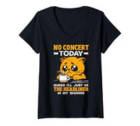 Womens No Concert Today Sad Girl Funny Cat Tee Music Fan Vibes V-Neck T-Shirt