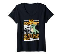 Womens No Concert Today Sad Girl Funny Dinosaur Tee Music Fan Vibes V-Neck T-Shirt