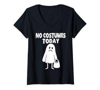 Womens No Costumes Today Funny Sad Ghost Halloween Kids Boys V-Neck T-Shirt