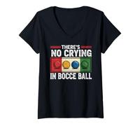 Womens No Crying Bocce Ball Bocce Player Boccia Italy Boules Bocce V-Neck T-Shirt
