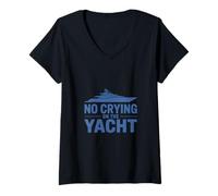 Womens No Crying On The Yacht Funny Sarcastic First World Problem V-Neck T-Shirt