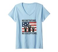 Womens No Dictators No Exceptions - Defend Democracy V-Neck T-Shirt