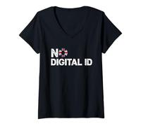 Womens No Digital ID UK Awareness for Freedom Lovers V-Neck T-Shirt