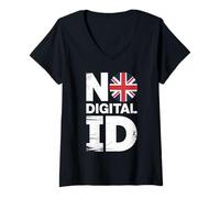 Womens No Digital ID UK Protest for Civil Liberties Activists V-Neck T-Shirt