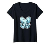 Womens No elephants in captivity FU middle finger no zoos no harm V-Neck T-Shirt