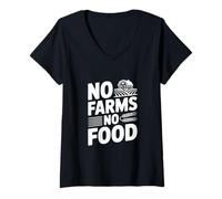 Women's No Farms No Food Support Local Farming V-Neck T-Shirt