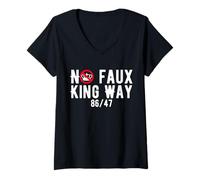Womens No Faux King Way 86-47 Resist We The People USA FLAG V-Neck T-Shirt