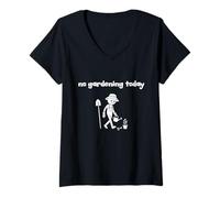 Women's No Gardening Today Sarcastic Minimalist Stick Figure V-Neck T-Shirt