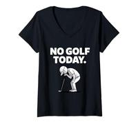 Women's No Golf Today Funny Sad Golfer Rainy Day V-Neck T-Shirt