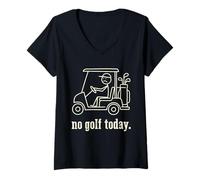 Women's No Golf Today Funny Sad Stickman Golfing Golfer V-Neck T-Shirt