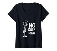 Women's No Golf Today Sad Stick Man Funny Golfer V-Neck T-Shirt