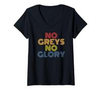 Women's No Greys No Glory UFO Fan Retro V-Neck T-Shirt
