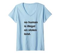 Womens No Human Is Illegal Anti Racism Protest Empowerment V-Neck T-Shirt