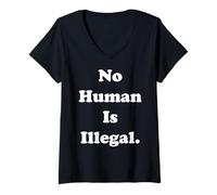 Womens No Human Is Illegal Human Rights V-Neck T-Shirt