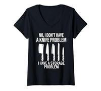 Women's No I Dont Have A Knife Problem Funny Chef Cooking Culinary V-Neck T-Shirt