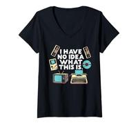 Womens No Idea What is This Typewriter Funny 70s 80s Men Women Kids V-Neck T-Shirt