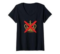 Womens No Kings Anti Monarchy Crown Crossed Out Patriotic V-Neck T-Shirt