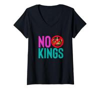 Women's NO Kings Anti Monarchy Democracy Protest Statement V-Neck T-Shirt
