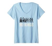 Women's No Kings Anti Monarchy Evolution King Silhouette Freedom V-Neck T-Shirt