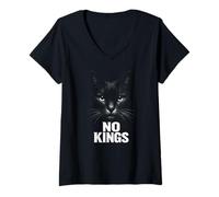 Women's No Kings cat Attitude V-Neck T-Shirt