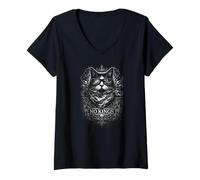 Women's No Kings cat with Crown lfor ightning Rebellion V-Neck T-Shirt