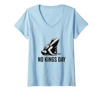 Womens No Kings Day Portland Shirt Frog Protest V-Neck T-Shirt