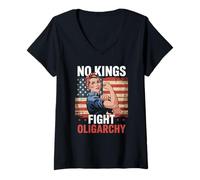 Womens No Kings Fight The Oligarchy V-Neck T-Shirt
