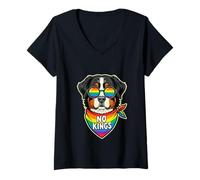 Women's No Kings in America Bernese Mountain Dog V-Neck T-Shirt