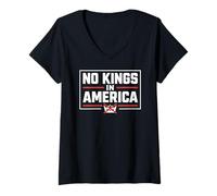 Women's No Kings in America Bold Protest Democracy Message V-Neck T-Shirt