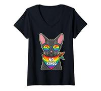 Women's No Kings in America Devon Rex Cat V-Neck T-Shirt
