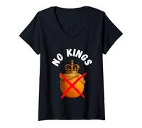 Womens No Kings In America, Fight Oligarchy Political V-Neck T-Shirt