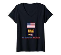 Women's No Kings in America Funny Video Game V-Neck T-Shirt
