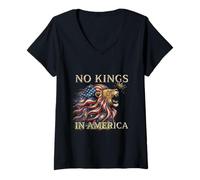 Women's No Kings in America Lion V-Neck T-Shirt