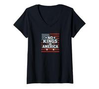 Womens No Kings in America - Patriotic American Pride V-Neck T-Shirt