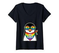 Women's No Kings in America Penguin V-Neck T-Shirt