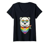 Women's No Kings in America Polar Bear V-Neck T-Shirt