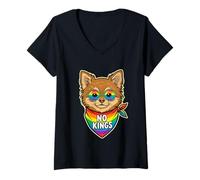 Women's No Kings in America Pomchi Dog V-Neck T-Shirt