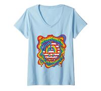 Women's No Kings in America Rainbow Peace LBGTQ V-Neck T-Shirt