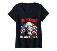 Women's No Kings in America Shirt Since 1776 Washington Protest 2026 V-Neck T-Shirt
