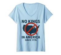 Womens No Kings In America Since 1776 Democracy 4th of July Vintage V-Neck T-Shirt