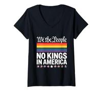 Womens No Kings In America We The People LGBT V-Neck T-Shirt
