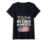 Womens No Kings In America We The People Political Shirt Men Women V-Neck T-Shirt