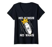 Women's No Kings No Wars Protest Sign V-Neck T-Shirt