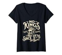 Womens No Kings Since 1776 - Resist Tyranny - Long Live Democracy V-Neck T-Shirt