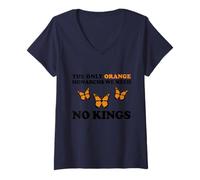 Womens No Kings The ONLY Orange MONACHRS WE Need Butterfly V-Neck T-Shirt
