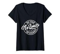 Women's No Limits No Fear No Excuses Motivational Emblem V-Neck T-Shirt