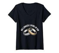 Womens No Longer Living in Sin Marriage Wedding Couple |- V-Neck T-Shirt
