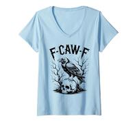 Womens No More Howling at The Office Retro Cowboy Wolf Humor V-Neck T-Shirt